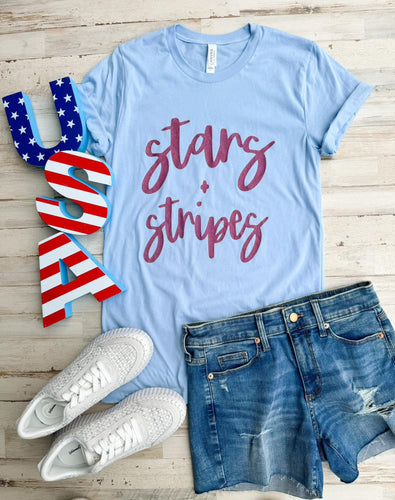 Stars and Stripes Glitter Ink Tee PREORDER