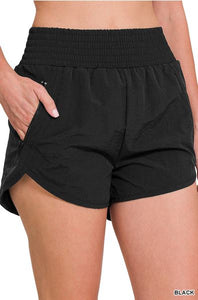 Windbreaker Smocked Waistband Running Shorts
