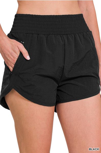 Windbreaker Smocked Waistband Running Shorts