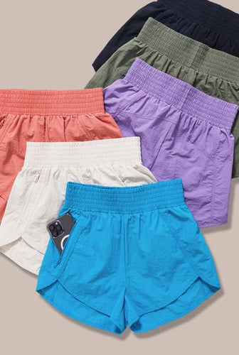Windbreaker Smocked Waistband Running Shorts